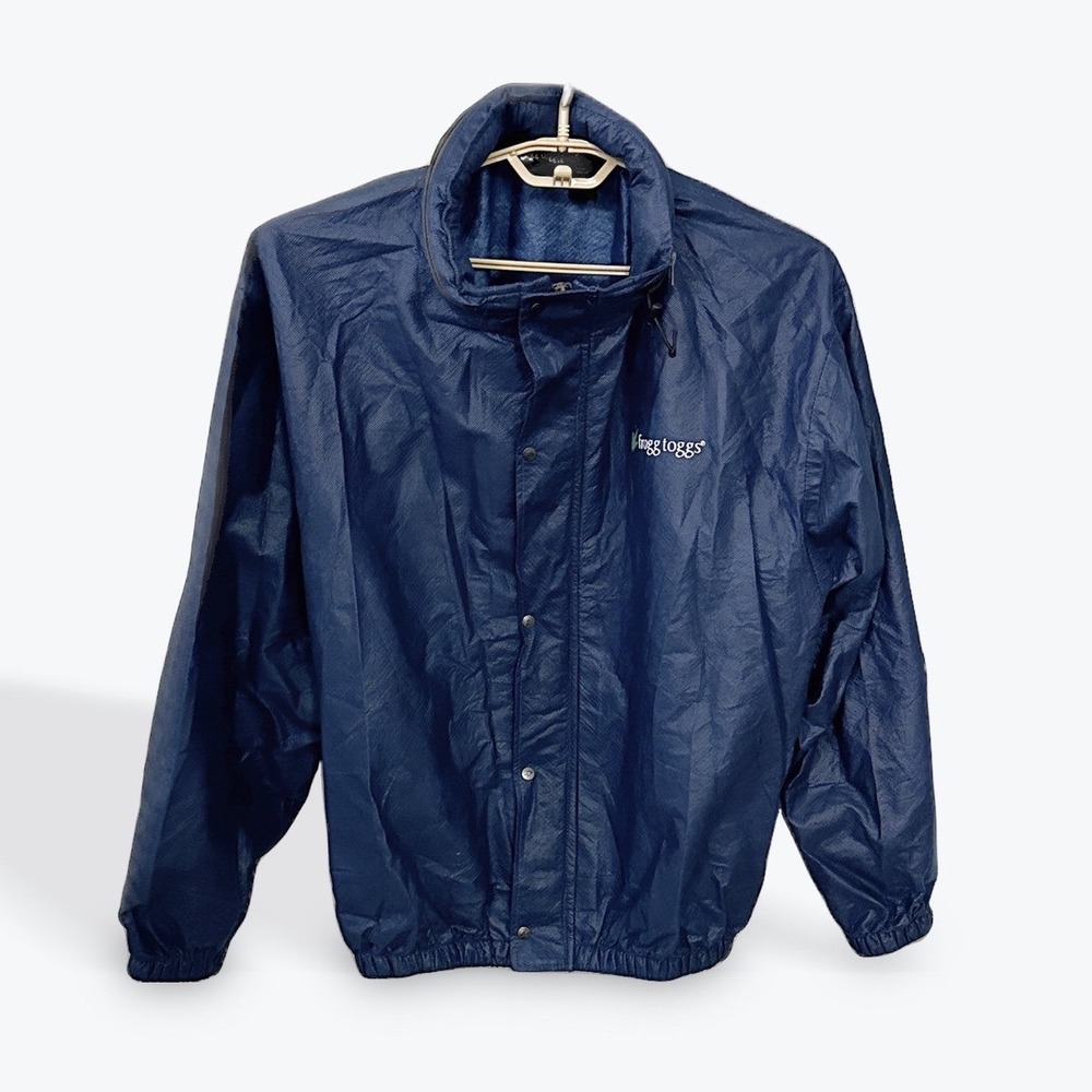 Mens Frogg Toggs Rain Jacket Navy Lightweight Snap Front Packable XL